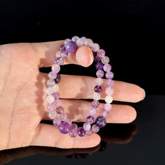 Handcrafted Amethyst Gradient Beaded Bracelet — Stackable Purple Crystal Bracelet