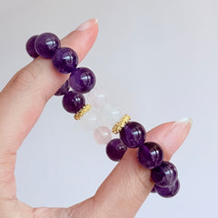 Amethyst & White Jade Bracelet