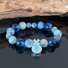 Natural Blue Crystal & Ocean Aura Handmade Bracelet