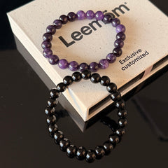 Capricorn Crystal Bracelet Set – Amethyst & Black Obsidian Protection Bracelets