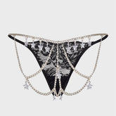 Alluring Lace G String Thongs Featuring Chain Pendant Star Details