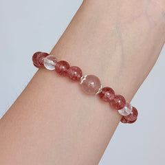 Strawberry Quartz & Clear Quartz Bracelet Crystal Jewelry