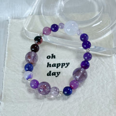 Dreamy Amethyst & Purple Agate Beaded Bracelet