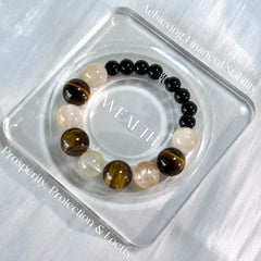 The Abundance Keeper | Natural Tiger Eye & Citrine Obsidian Bracelet for Grounded Prosperity
