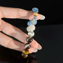 Capricorn Crystal Bracelet with Tiger’s Eye & Blue Stones for Confidence