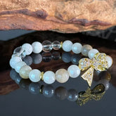 Moonlit Radiance Wristlet | White Crystal & Bowknot Bracelet — Dispelling Shadows, Bringing Smooth Sailing and Serenity