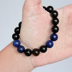 Black Obsidian and Sodalite Crystal Bracelet