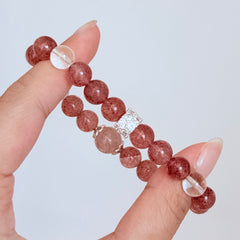 Strawberry Quartz & Clear Quartz Bracelet Crystal Jewelry