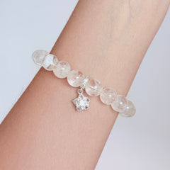 Clear Quartz Crystal Bracelet with Sparkling Star Charm