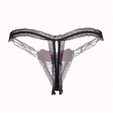 Open Crotch Mesh Flower Embroidery Thong