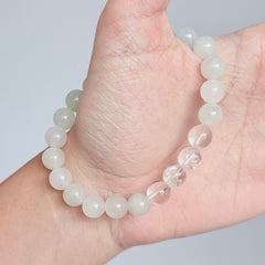 White Chalcedony & Clear Quartz Bracelet