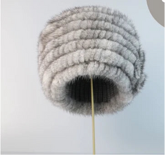 Premium Knitted Women's Handmade Fur Cap
