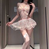 Mesh Rose Embroidered Lace Sling Pure Suit