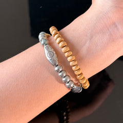 Taurus Zodiac Wooden & Hematite Bracelet Set – Grounding Crystal Bracelet for Strength & Stability