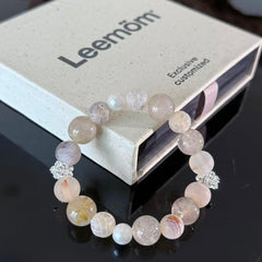 Ethereal White Quartz & Crackle Agate Handmade Bracelet