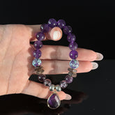 Pisces Amethyst Crystal Bracelet with Purple Teardrop Pendant