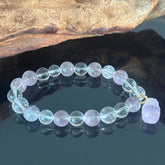 Elegant Clear Quartz & Amethyst Beaded Bracelet with Purple Charm – Minimalist Crystal Healing Jewelry