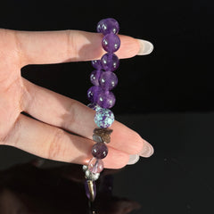 Pisces Amethyst Crystal Bracelet with Purple Teardrop Pendant