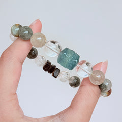 Aquamarine & Golden Rutilated Quartz Bracelet