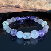 Natural Amethyst & Clear Quartz Bracelet — Handcrafted Beaded Healing Energy Bracelet for Calmness, Protection, and Spiritual Balance