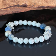 Handcrafted Crystal Bracelet: Blue Kyanite & White Magnesite — Natural Healing Gemstone Bracelet for Emotional Balance