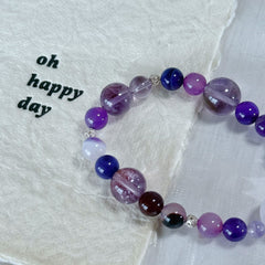 Dreamy Amethyst & Purple Agate Beaded Bracelet