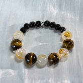 The Abundance Keeper | Natural Tiger Eye & Citrine Obsidian Bracelet for Grounded Prosperity