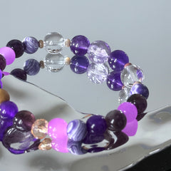 Purple Mist Star-Slumber | Amethyst and Clear Quartz Spliced Bracelet