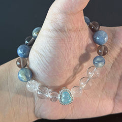 Handcrafted Aquamarine and Clear Quartz Bracelet — A Healing Bracelet for Inner Peace and Mental Clarity