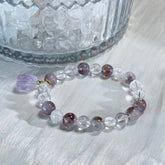 Icy Translucent Violet Hues | Super Seven & Clear Quartz Bracelet—Possessing an Innate, Aloof Beauty