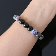 Black Obsidian & Labradorite Crystal Bracelet with Purple Jasper
