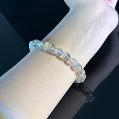 Golden Rutilated Quartz & White Jade Bracelet for Leo