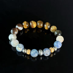 Capricorn Crystal Bracelet with Tiger’s Eye & Blue Stones for Confidence