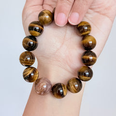 Tiger’s Eye Crystal Bracelet with Brown Stone Center