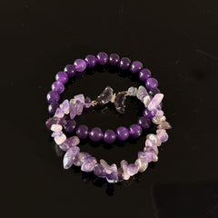 Pisces Zodiac Amethyst Bracelet – Purple Crystal Healing Bracelet with Butterfly Charm