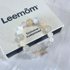Ethereal White Quartz & Crackle Agate Handmade Bracelet