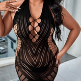 Plus-Size Lingerie Semi-Transparent Erotic High-Elasticity Dress Mesh Dress