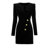 High Waist Slim Fit Velvet Dress