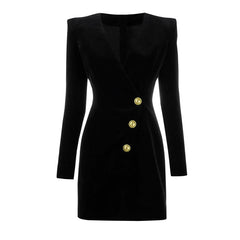 High Waist Slim Fit Velvet Dress