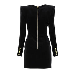 High Waist Slim Fit Velvet Dress