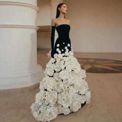 Fallen For You 3D Floral Strapless Evening Gown