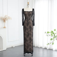 Arabic Black Lace Mermaid Evening Gown