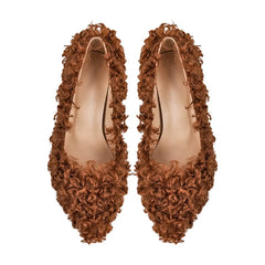 Faux Fur Pointed Toe Party Heels