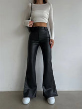 Black Leather Women's Palazzo Pants