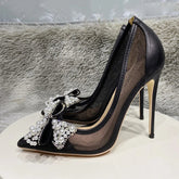 Black Matte Gauze Women's High Heel Stiletto Pumps