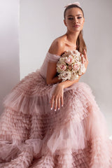 Crumpled Tulle Women's Ruffles Party Dress