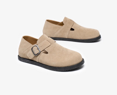 Casual Buckle Strap Cow Suede Flats