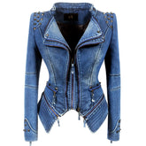Denim Rivet Punk Short Slim Fit Jacket