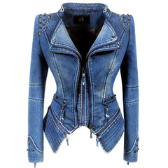 Denim Rivet Punk Short Slim Fit Jacket