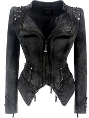 Denim Rivet Punk Short Slim Fit Jacket